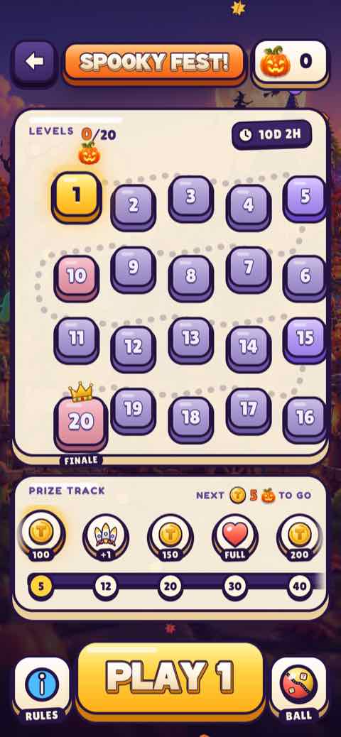 The Spooky Fest event: level blocks on a path and the Prize Track